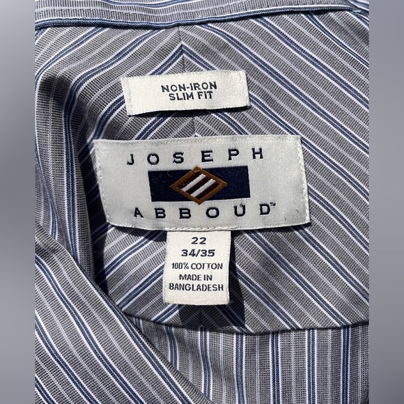 Joseph Abboud Dress Shirt, Gray Stripe, Slim Fit, Neck Size 22, SleeveSize 34/35 - Picture 4 of 4